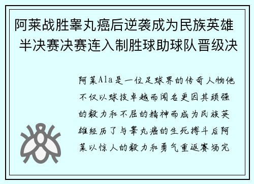 阿莱战胜睾丸癌后逆袭成为民族英雄 半决赛决赛连入制胜球助球队晋级决赛